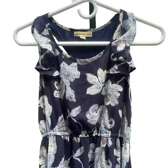 Altar'd State navy floral Silk blend maxi dress.  Size Medium - Picture 2 of 3
